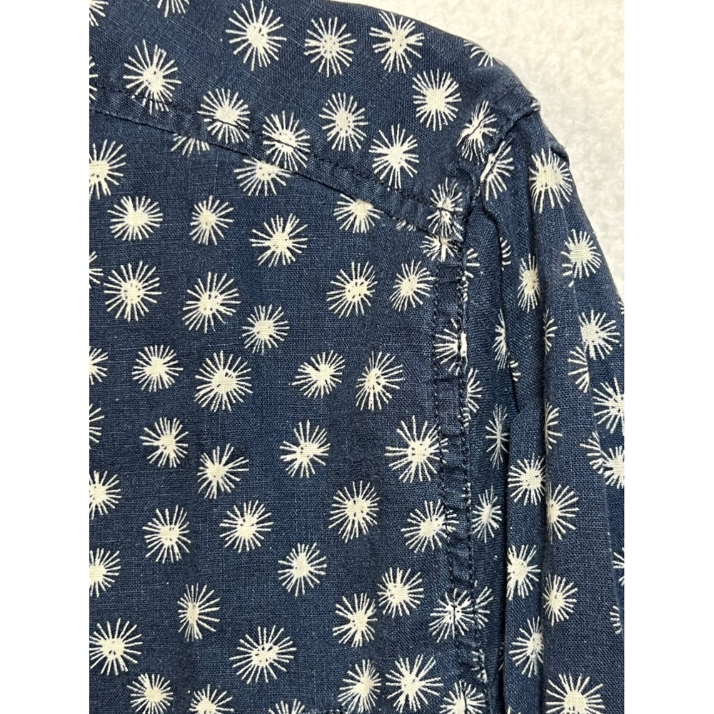 Thought Mens Navy Blue Hemp Organic Cotton Sunburst Print Long Sleeve Shirt S - Picture 11 of 13